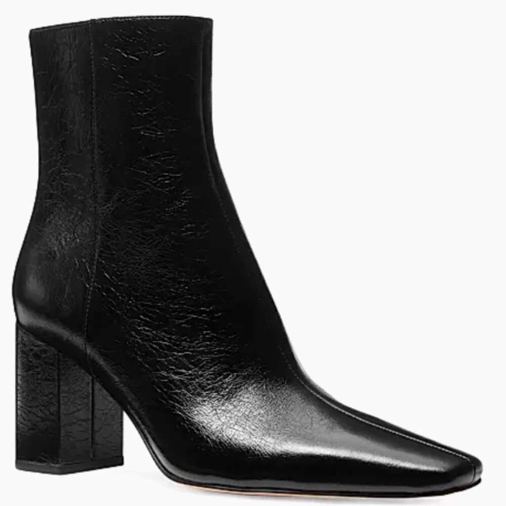 Michael Kors Elise 75MM Black Leather Block-Heel Booties